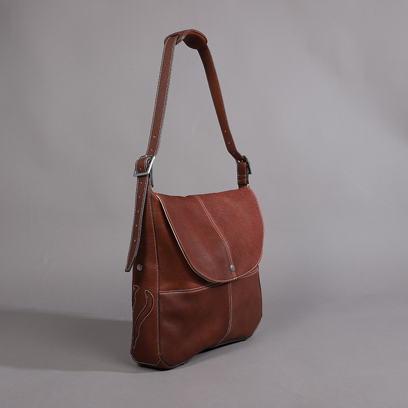 Petit sac bandoulière en cuir Milano marron