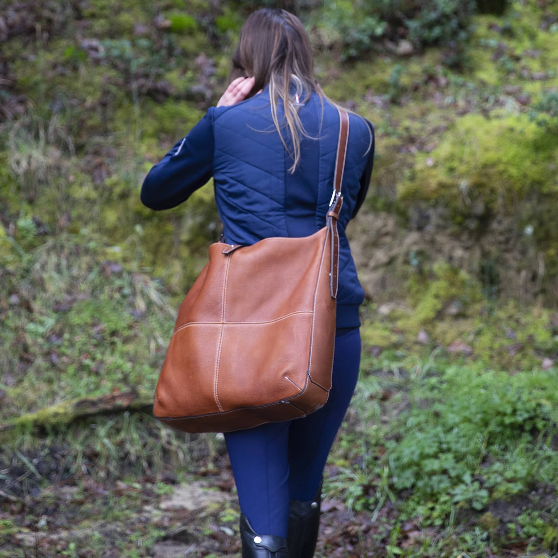 Grand sac en cuir marron Antarès